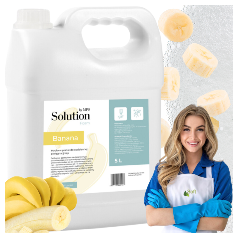 Mydło w pianie o zapachu bananowym, opakowanie 5l-1f11e191b72b054295239dbdc38b0d9d